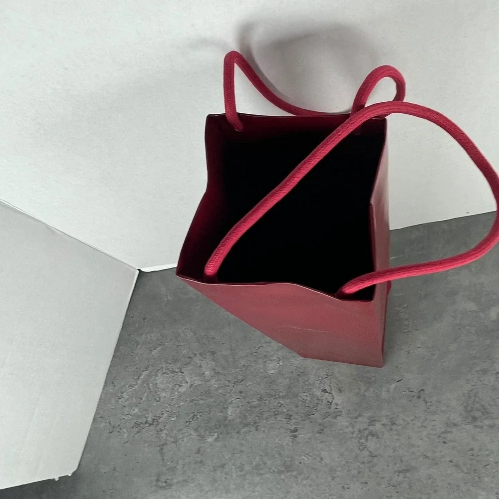 Cartier Red Luxury Paper Shopping Bag Gold Logo Rope Handles Excellent Condition
